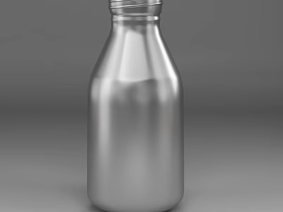 Silver Bottle With Smooth Shiny Surface And Modern Minimalist Design 3d model