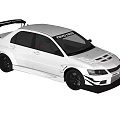 White Racing Car Modified With Black Rear Spoiler Black Wheels And Racing Decal