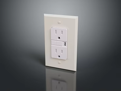 White Dual Outlet Electrical Wall Socket For Computer Devices Power Supply And Charging 3d model