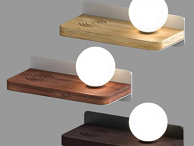 Sleek Modern Wall Lamps With Wooden Base And White Globe Light In Multiple Wood Tones 3d model