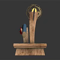 Traditional Samurai Katana with Dragon Pattern Scabbard on Wooden Display Stand