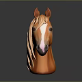 Orange Horse Head Sculpture 3D Model With Smooth Surface Against Dark Background 3d model