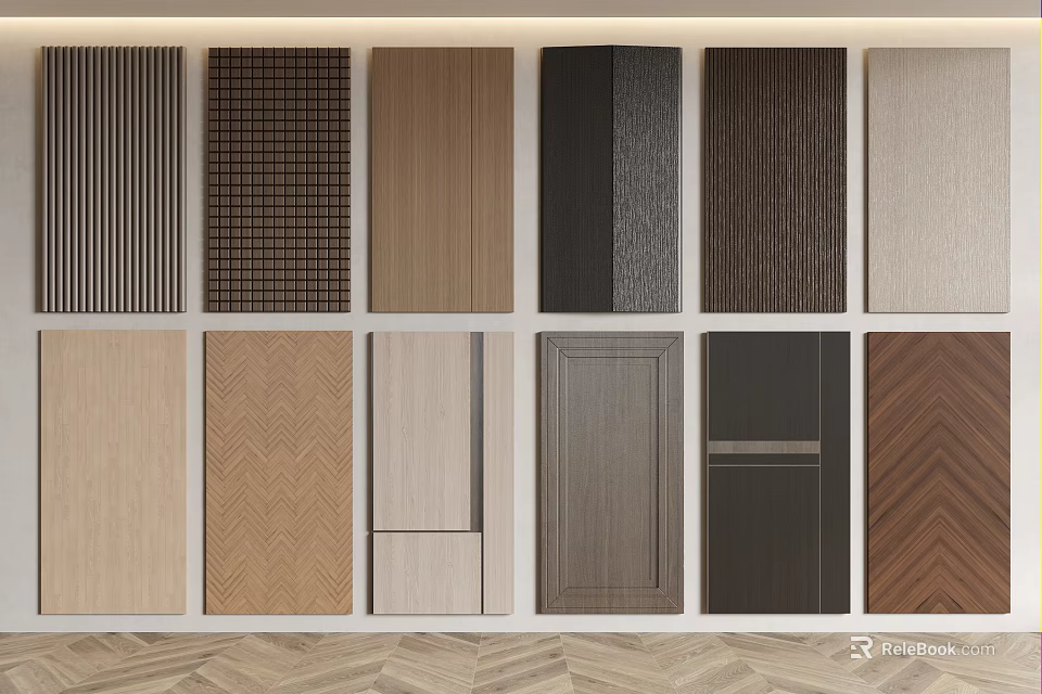 Various Wall Panels With Different Wooden Textures And Color Options For Interior Design 3d model