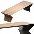 Stylish Modern Wooden Long Tables With Unique Geometric Black Metal Legs Design