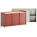 Modern Entryway Cabinet and Sideboard with Pleated Panels and Metal Legs