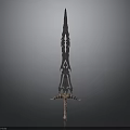 Decorative Ancient Sword With Intricate Carved Blade And Ornate Hilt Design