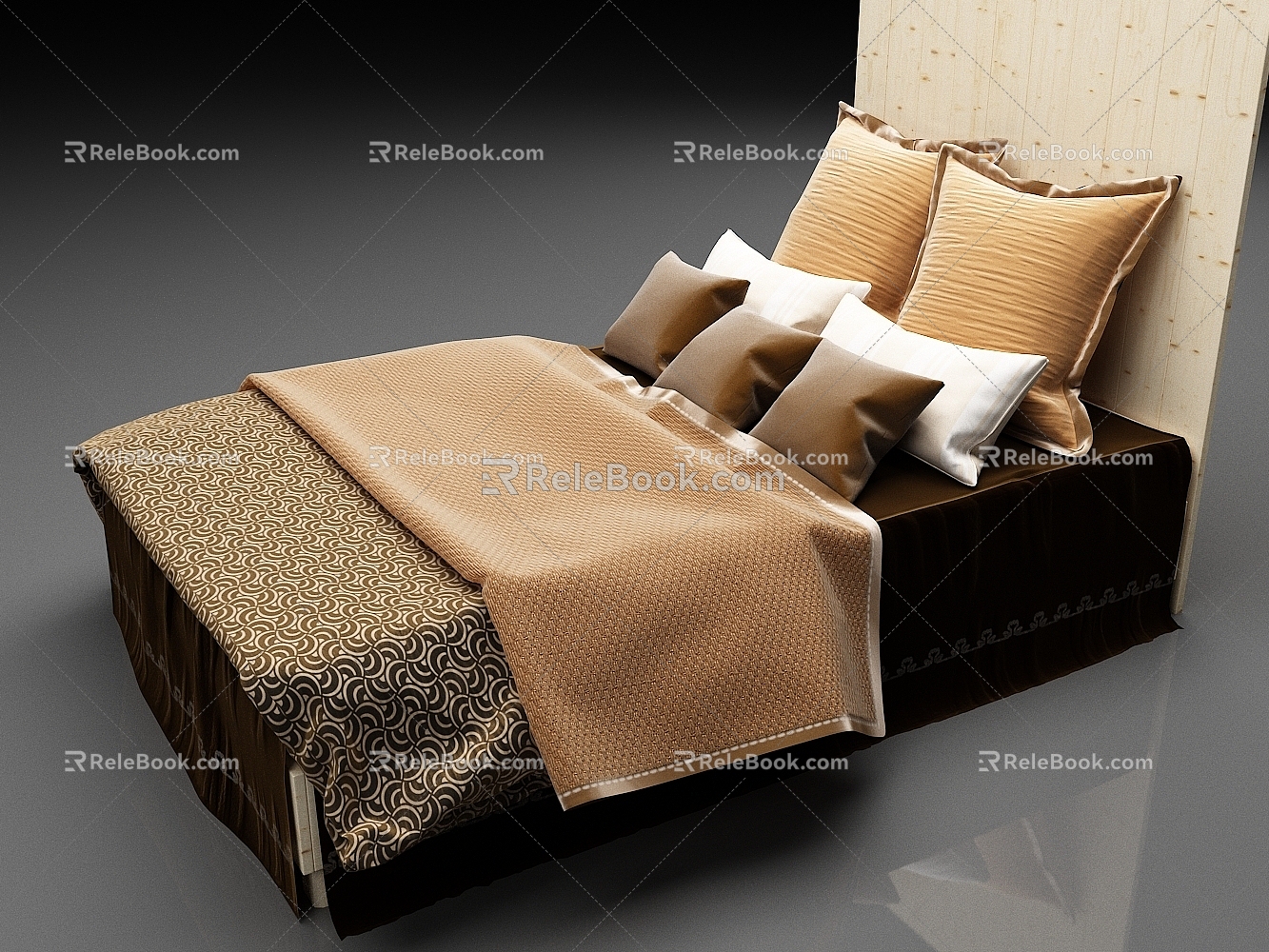 Wooden Bed Furniture Single Bed 3d model