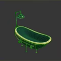 Elegant Teal Bathtub With Gold Accents And Classic Shower Fixture