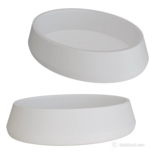 Two White Modern Ceramic Washbasins With Simple Round Design For Bathroom 3d model