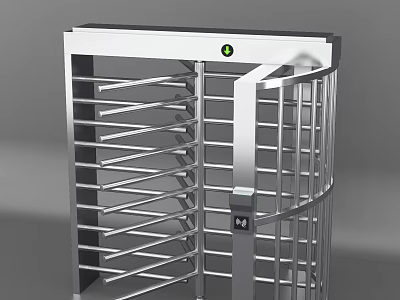 Commercial Access Control Turnstile Equipment With Metal Structure And Green Indicator 3d model