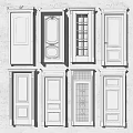 Detailed Swing Door Designs Featuring Diverse Architectural Elements And Glass Inserts