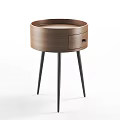 Modern Style Wooden Bedside Tables With Black Metal Legs And Drawer Design