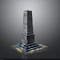 Ancient Stone Obelisk Architecture With Multi Layered Structure Square Base And Colorful Platform 3d model