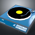 Modern Blue Electronic Turntable With Black Vinyl Record Tonearm And Control Panel
