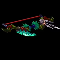 Unique Decorative Weapon with Arrow Head Metal Parts and Colorful Red Green Purple Accents