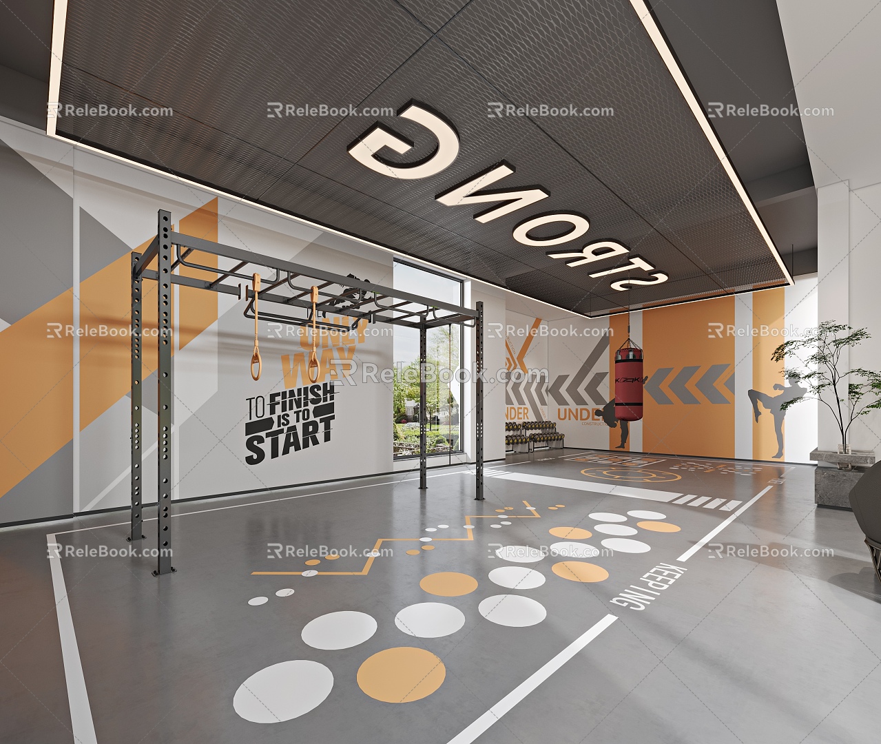 Modern Gym Fitness Area 3d model