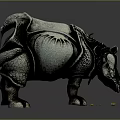 Ornate Black And White Rhino Game Movie Character With Artistic Patterns And Gold Coins