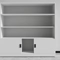White Bookshelf With Multiple Shelves And Cabinet Doors At Bottom