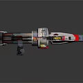 Futuristic Sci Fi Gun With White Black Red Yellow Color And Modern Design Details