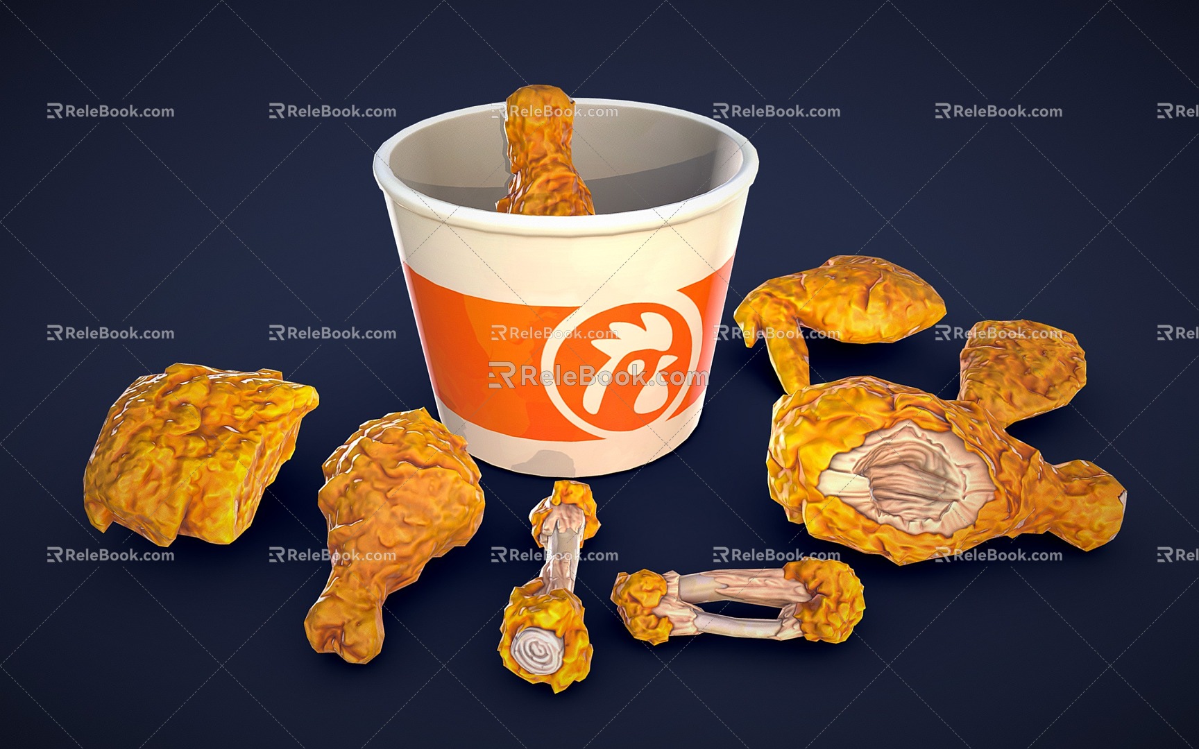 Modern Fried Chicken Fast Food 3d model