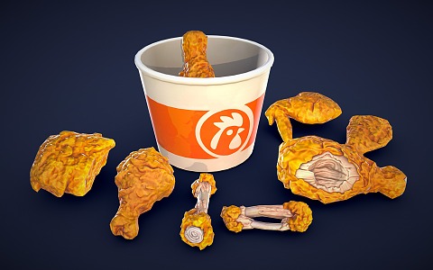 Modern Fried Chicken Fast Food 3d model