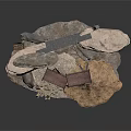 Natural Rock Scene Decorative Formation With Metal Frame Mesh Fabric And Stone Platform