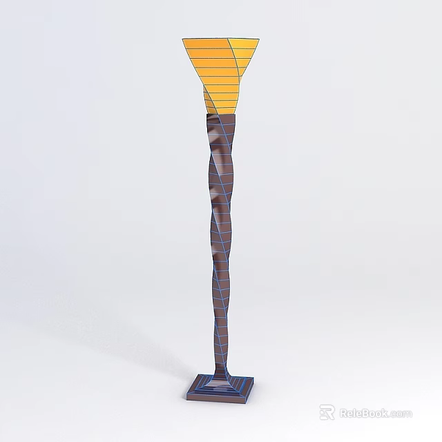 Tech Exhibition Hall Showcasing Modern Spiral Column Exhibit With Yellow Top Design 3d model