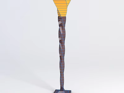 Tech Exhibition Hall Showcasing Modern Spiral Column Exhibit With Yellow Top Design 3d model
