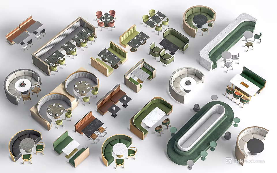 Modern Casual Sofa Set Design With Various Shapes And Side Tables 3d model 