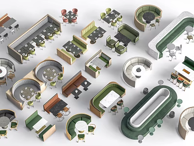 Modern Casual Sofa Set Design With Various Shapes And Side Tables 3d model