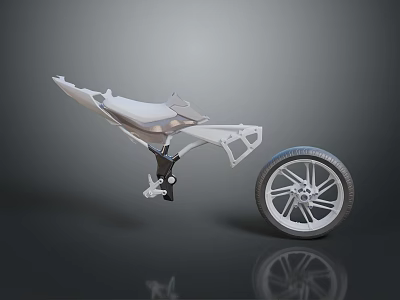 Sleek Motorcycle Frame Assembly With Seat Structure And Rear Wheel Design 3d model