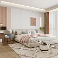 Modern Kids Room Interior Design With Bed Pillows Desk Chair Wall Art And Curtains