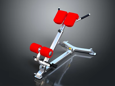 Fitness Sit Up Bench With Red Pads And Silver Metal Frame For Abdominal Training 3d model