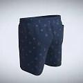 Dark Blue Shorts With White Drawstring And Circle Dot Patterns Design 3d model