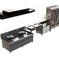 Commercial Kitchen Electrical Appliances With Gas Stove Sink Range Hood And Storage Cabinet
