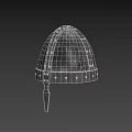 Medieval Dark Colored Metal Helmet Featuring Detailed Rivets and Back Flap Vintage Design