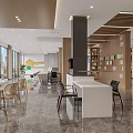 Modern Hotel Lobby Interior With Reception Desk Seating Area And Ambient Lighting 3d model