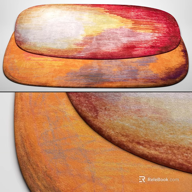 Vibrant Square Rug With Orange Red Purple Gradient Artistic Design 3d model 