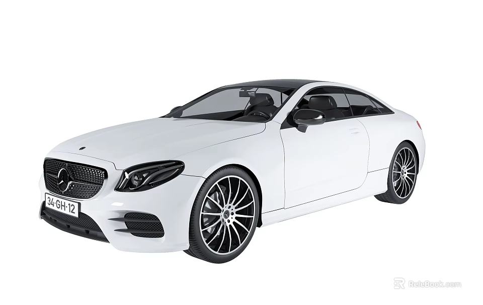 White Mercedes Benz Two Door Coupe With Black Alloy Wheels And Sporty Design 3d model 