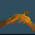 Gorgeous Mythical Flying Phoenix with Vibrant Yellow and Orange Feathers in Mid Flight