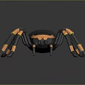 Black and Orange 3D Spider Model with Geometric Design and Yellow Accents