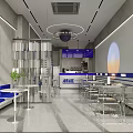 Modern Bubble Tea Shop Interior With Blue Booths Transparent Partitions Neon Signs And Stainless Steel Tables