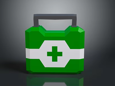 Green First Aid Kit With White Stripe And Green Cross Symbol Emergency Medical Equipment 3d model