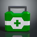 Green First Aid Kit With White Stripe And Green Cross Symbol Emergency Medical Equipment