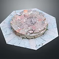 Decorative Round Stone Garden Ornament With Octagonal Slab Base And Natural Stone Pieces