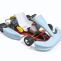 Detailed Blue Go Kart Design With White Seat Red Frame And Yellow Engine 3d model