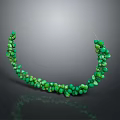 Green Beaded Necklace With Various Size Beads Curved Design On Dark Background With Reflection 3d model