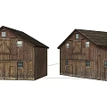 Wooden Barn Style Rural Self Built House With Gabled Roof And Windows