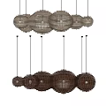 Modern Layered Woven Chandeliers in Beige and Dark Brown for Interior Decoration