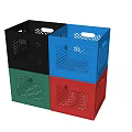 Multi Colored Plastic Storage Baskets with Mesh Design and Handles for Home Organizing 3d model